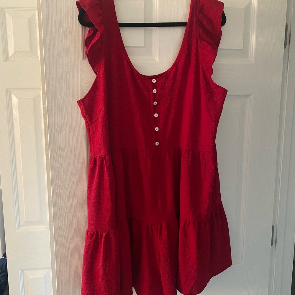 maroon red ruffle romper